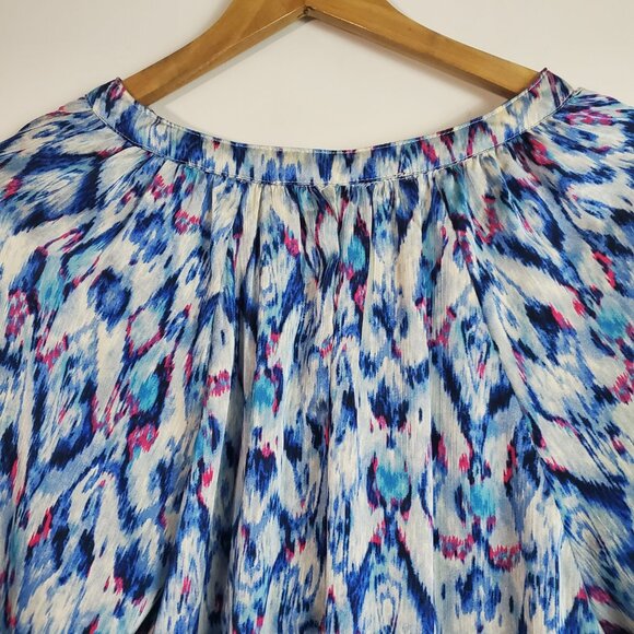 Hazel Hazel Hazel Top Medium Blue Abstract Ikat Boho Maximalist Popover Artsy - Picture 8 of 12